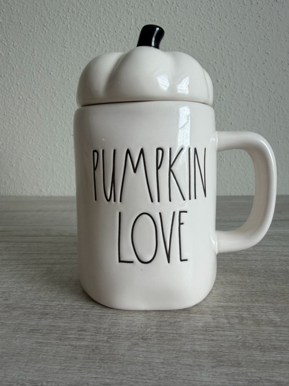 Rae Dunn "Pumpkin Love" Mug w/ Pumpkin Topper Halloween Autumn Fall
